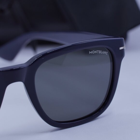 Montblanc MB0302S 004 Square Sunglasses - Blue/Grey - Picture 6 of 11
